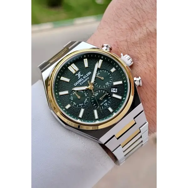 Kadranı Yeşil Kodronu Gold Gümüş Renk 43 Mm Erkek Kol Saati