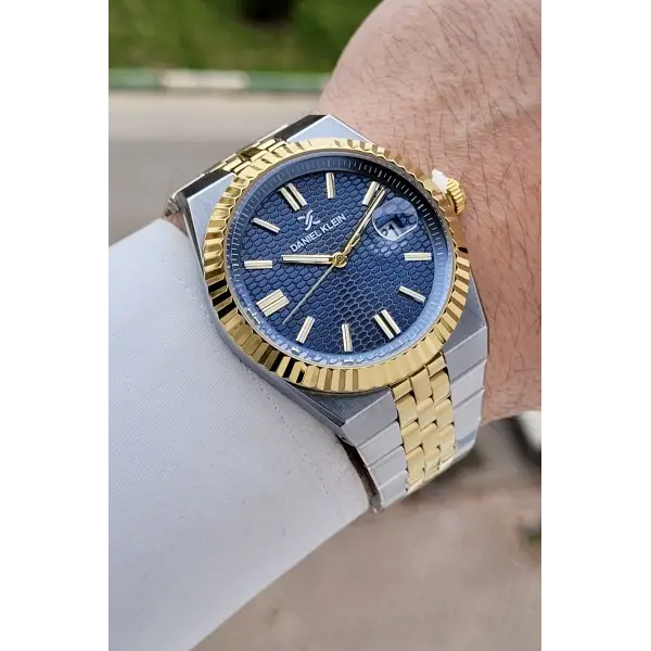 Kadranı Lacivert Kordonu Gold Gümüş Renk 41 Mm Erkek Kol Saati