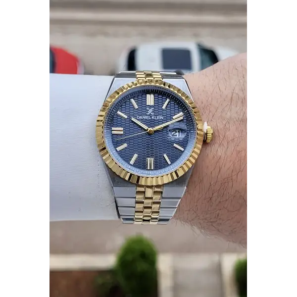 Kadranı Lacivert Kordonu Gold Gümüş Renk 41 Mm Erkek Kol Saati