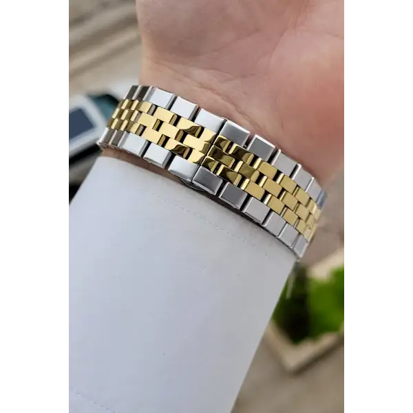 Kadranı Lacivert Kordonu Gold Gümüş Renk 41 Mm Erkek Kol Saati