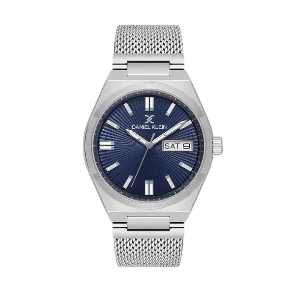 Kadranı Lacivert Gümüş Renk Takvimli Erkek Kol Saati