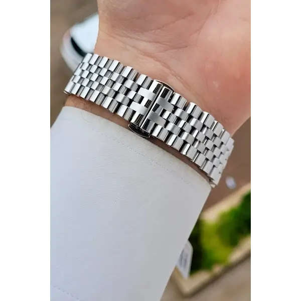 Kadranı Yeşil Kordonu Gümüş Renk 40 Mm Erkek Kol Saati