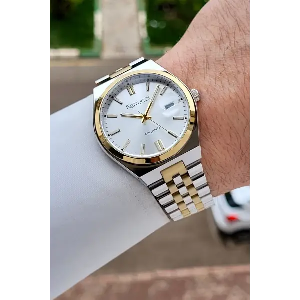 Gold Gümüş Renk 40 Mm Erkek Kol Saati