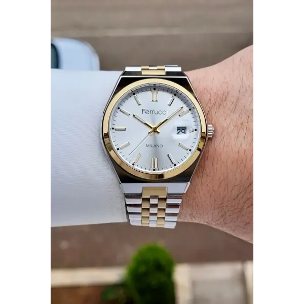 Gold Gümüş Renk 40 Mm Erkek Kol Saati
