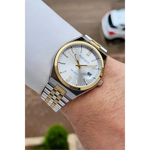 Gold Gümüş Renk 40 Mm Erkek Kol Saati