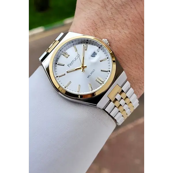 Gold Gümüş Renk 40 Mm Erkek Kol Saati