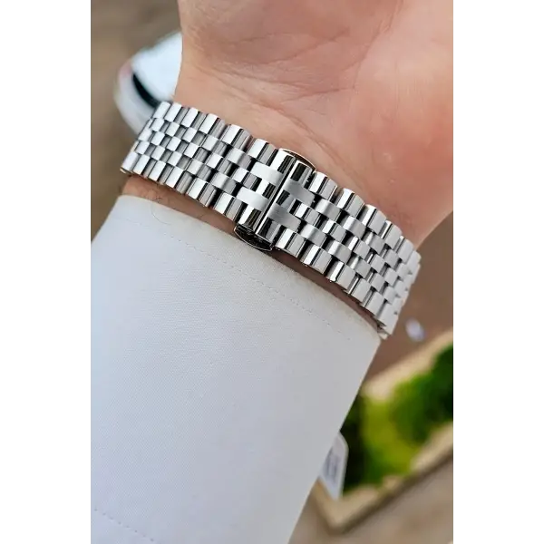 Kadranı Mavi Kordonu Gümüş Renk 40 Mm Erkek Kol Saati