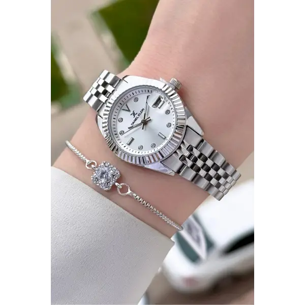 Takvimli Kadın Kol Saati Bileklik Hediyeli