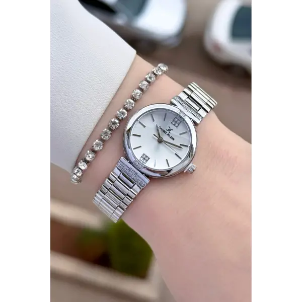 Gümüş Renk 26 Mm Kadın Kol Saati ve Bileklik