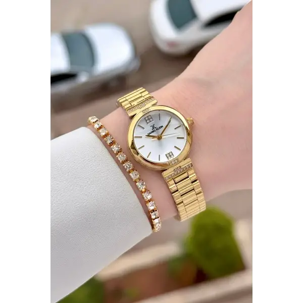 Gold Renk 26 Mm Kadın Kol Saati ve Bileklik