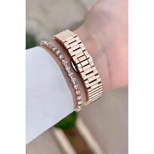 Rose Renk 26 Mm Kadın Kol Saati ve Bileklik
