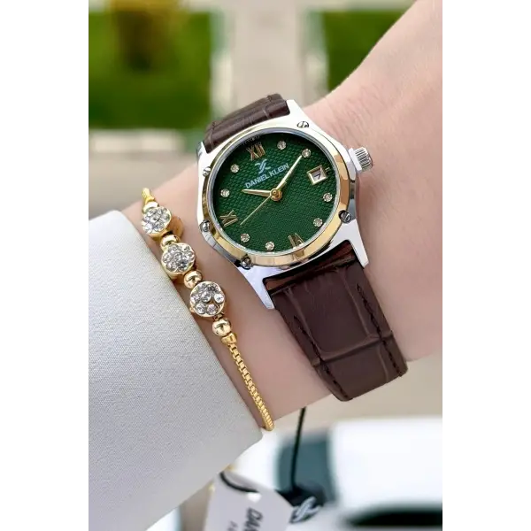 Kahverengi Renk Kadın Kol Saati Ve Bileklik