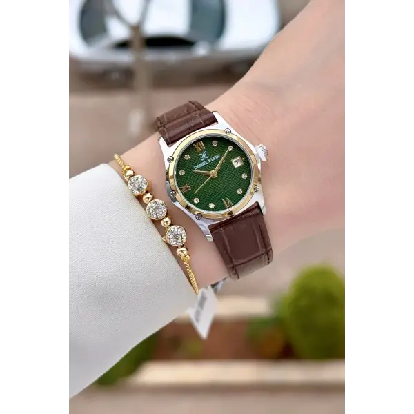 Kahverengi Renk Kadın Kol Saati Ve Bileklik