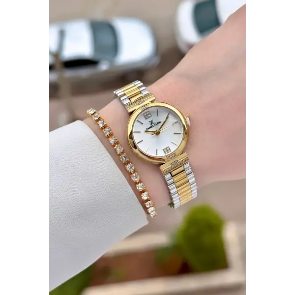 Gold Gümüş Renk 26 Mm Kadın Kol Saati ve Bileklik