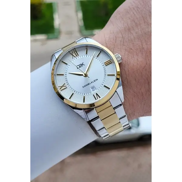 Gold Gümüş Renk Takvimli Erkek Kol Saati