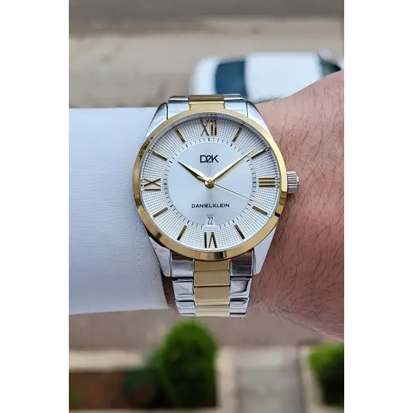 Gold Gümüş Renk Takvimli Erkek Kol Saati