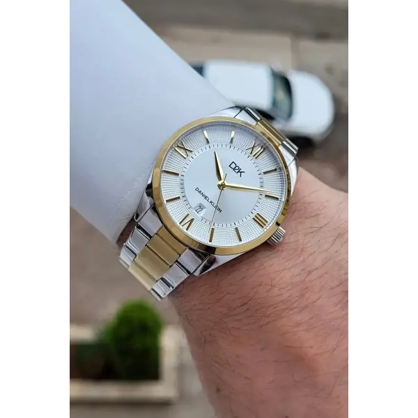 Gold Gümüş Renk Takvimli Erkek Kol Saati