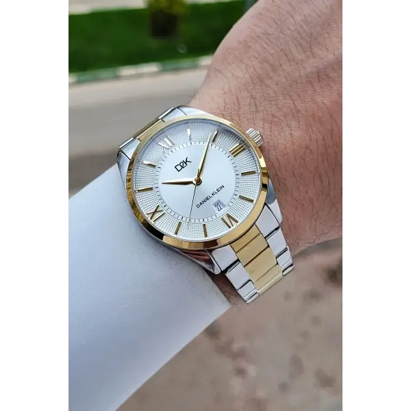 Gold Gümüş Renk Takvimli Erkek Kol Saati