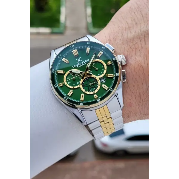Kadranı Yeşil Kordonu Gold Renk Göstergeleri Aktif Erkek Kol Saati