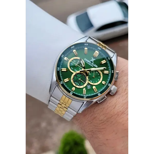 Kadranı Yeşil Kordonu Gold Renk Göstergeleri Aktif Erkek Kol Saati