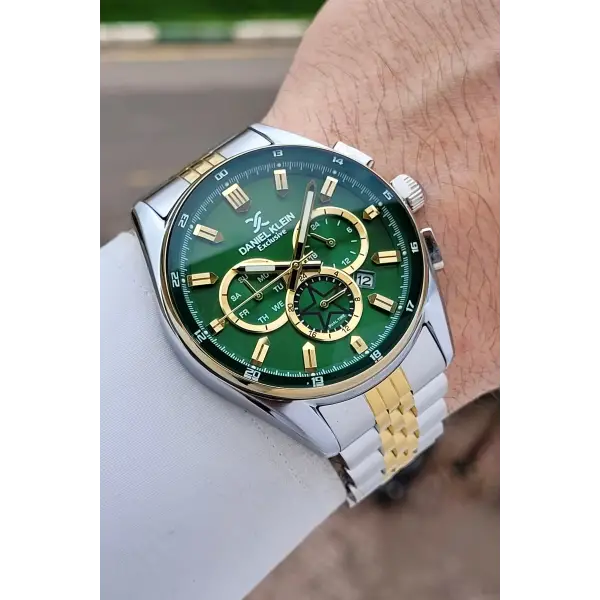 Kadranı Yeşil Kordonu Gold Renk Göstergeleri Aktif Erkek Kol Saati