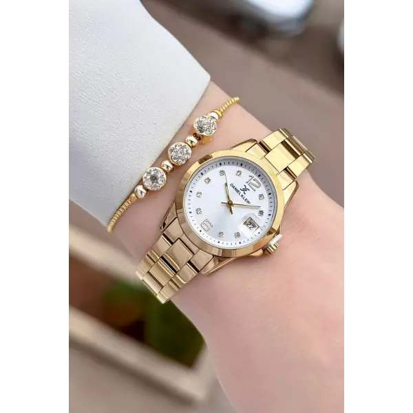 Gold Renk 28 mm Kadın Kol Saati ve Bileklik