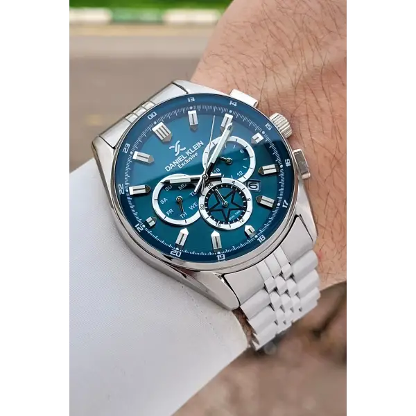 Kadranı Mavi Kordonu Gümüş Renk 44,5 Mm Erkek Kol Saati