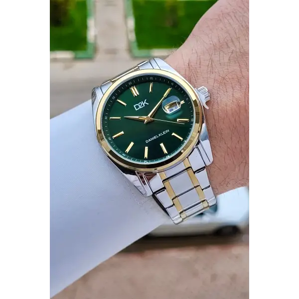 Kadranı Yeşil Kordonu Gold Gümüş Renk 42 Mm Erkek Kol Saati