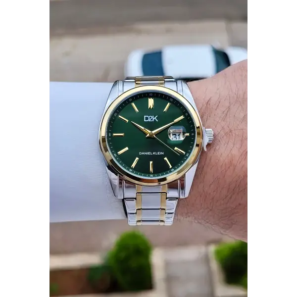 Kadranı Yeşil Kordonu Gold Gümüş Renk 42 Mm Erkek Kol Saati