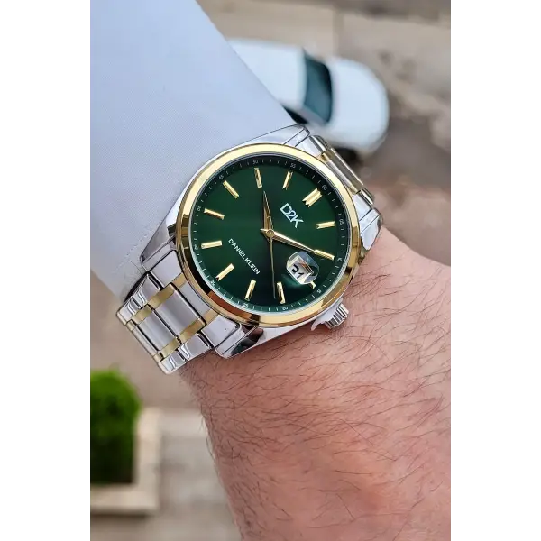 Kadranı Yeşil Kordonu Gold Gümüş Renk 42 Mm Erkek Kol Saati