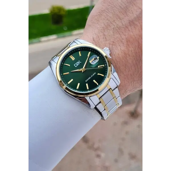 Kadranı Yeşil Kordonu Gold Gümüş Renk 42 Mm Erkek Kol Saati