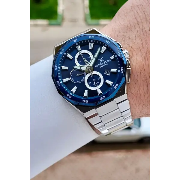 Kadranı Mavi Kordonu Gümüş Renk 43,5 Mm Erkek Kol Saati