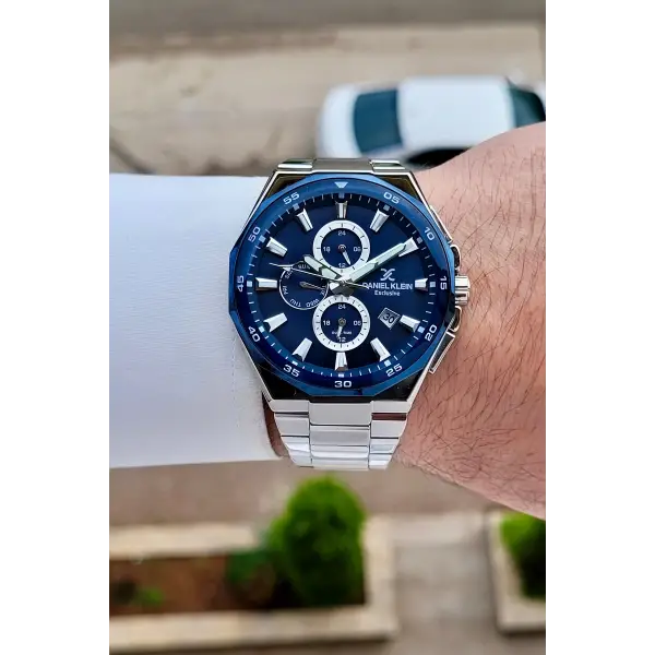 Kadranı Mavi Kordonu Gümüş Renk 43,5 Mm Erkek Kol Saati