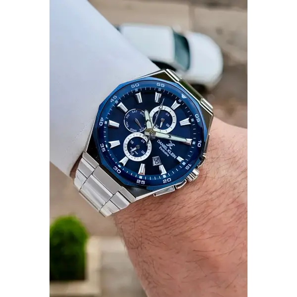 Kadranı Mavi Kordonu Gümüş Renk 43,5 Mm Erkek Kol Saati