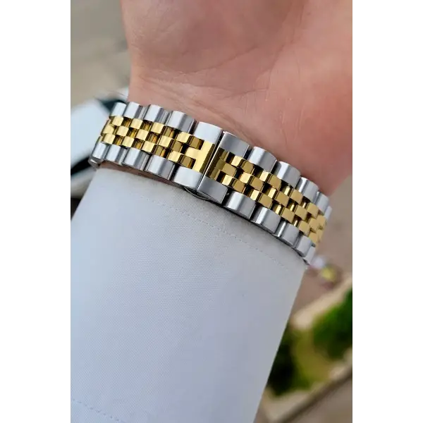 Kadranı Yeşil Kordonu Gold Gümüş Renk 42 Mm Erkek Kol Saati