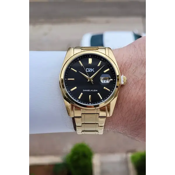 Kadranı Siyah Kordonu Gold Renk 42 Mm Erkek Kol Saati
