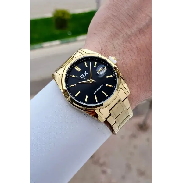 Kadranı Siyah Kordonu Gold Renk 42 Mm Erkek Kol Saati