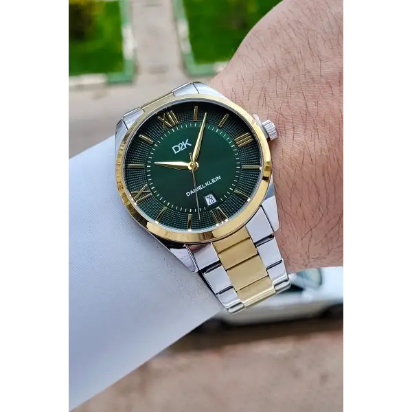 Kadranı Yeşil Kordonu Gold Gümüş Renk 42 Mm Erkek Kol Saati