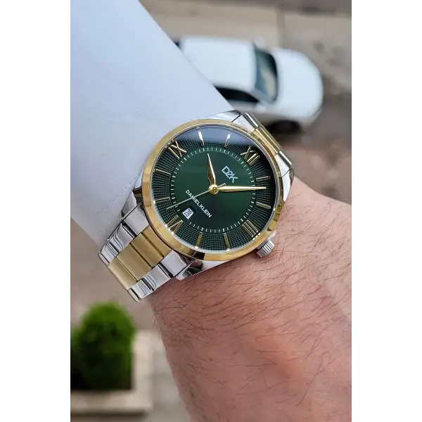 Kadranı Yeşil Kordonu Gold Gümüş Renk 42 Mm Erkek Kol Saati