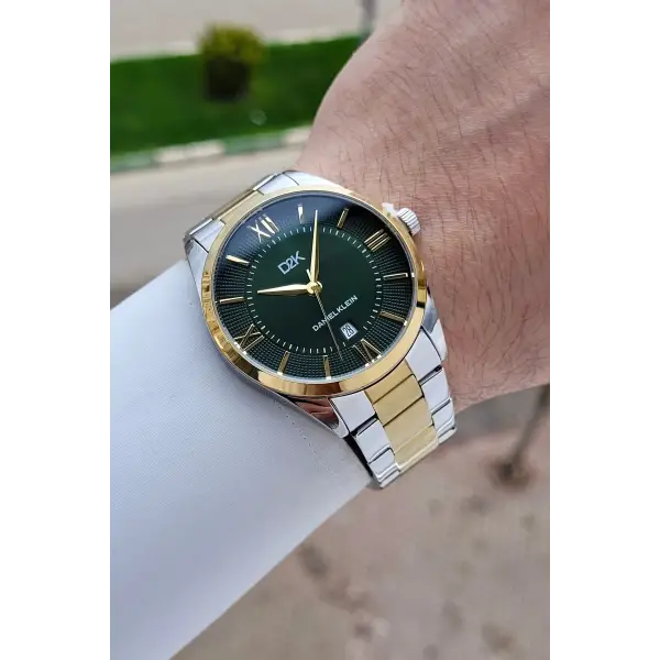Kadranı Yeşil Kordonu Gold Gümüş Renk 42 Mm Erkek Kol Saati