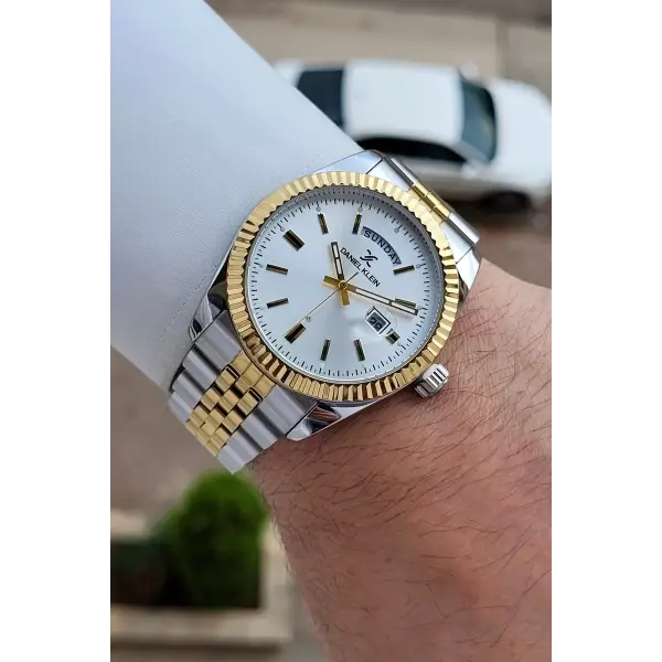 Gold Gümüş Renk 42 Mm Erkek Kol Saati