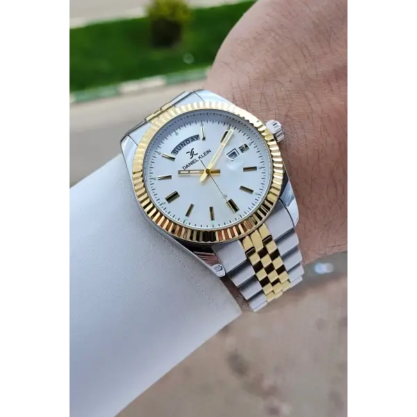 Gold Gümüş Renk 42 Mm Erkek Kol Saati