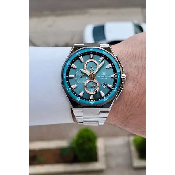 Kadranı Turkuaz Kordonu Gümüş Renk 43,5 Mm Erkek Kol Saati