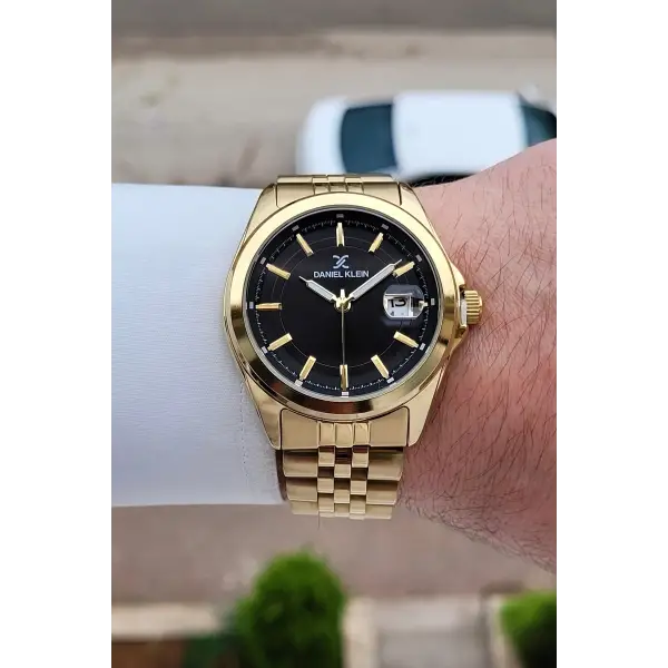 Kadranı Siyah Kordonu Gold Renk 42 Mm Erkek Kol Saati
