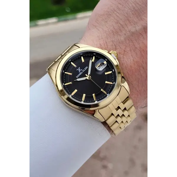 Kadranı Siyah Kordonu Gold Renk 42 Mm Erkek Kol Saati