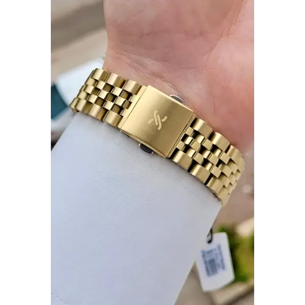 Kadranı Siyah Kordonu Gold Renk 42 Mm Erkek Kol Saati