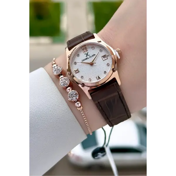 Kasası Rose Kordonu Siyah Renk 29 Mm Kadın Kol Saati ve Bileklik