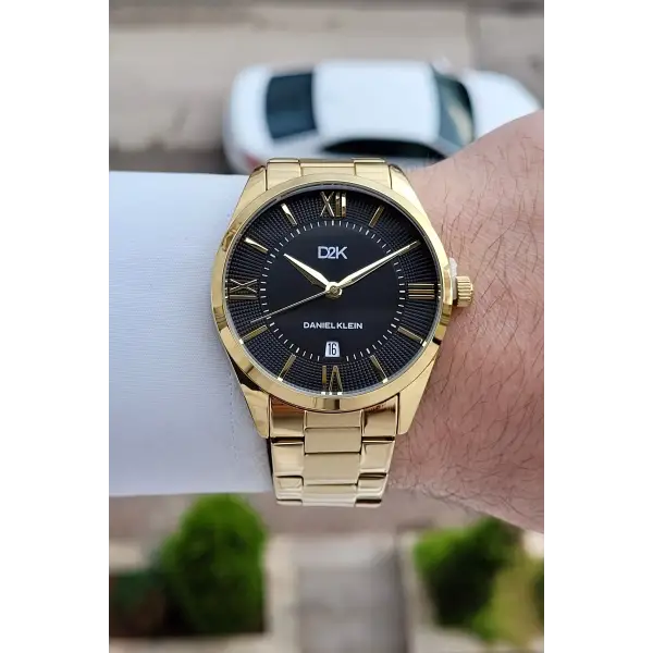 Kadranı Siyah Kordonu Gold Renk 42 Mm Erkek Kol Saati