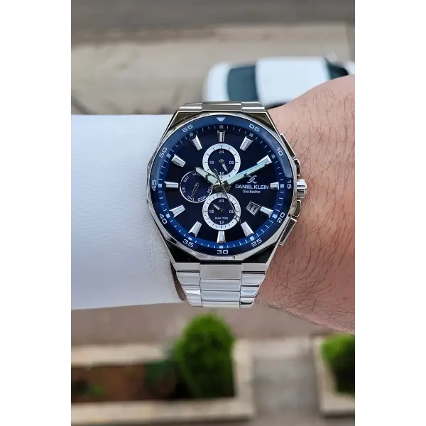 Kadranı Lacivert Kordonu Gümüş Renk 43,5 Mm Erkek Kol Saati