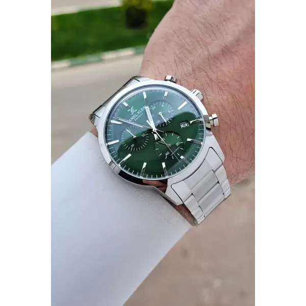 Kadranı Yeşil Kordonu Gümüş Renk İç Göstergeleri Aktif 44 Mm Erkek Kol Saati